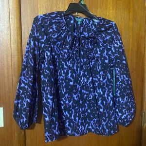 Terra & Sky Blue and Black Patterned Blouse